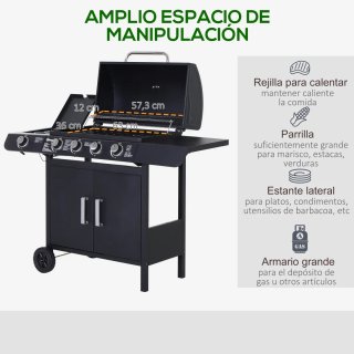 Barbacoa Gas 4+1 Quemadores 14,4 KW Mesas
