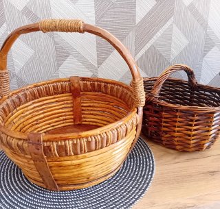 Ceste di rattan e vimini vintage (2 unità)