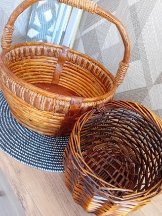 Ceste di rattan e vimini vintage (2 unità)