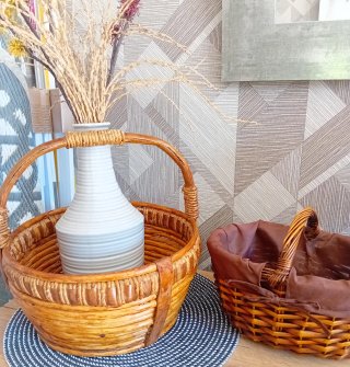 Ceste di rattan e vimini vintage (2 unità)