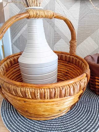 Ceste di rattan e vimini vintage (2 unità)