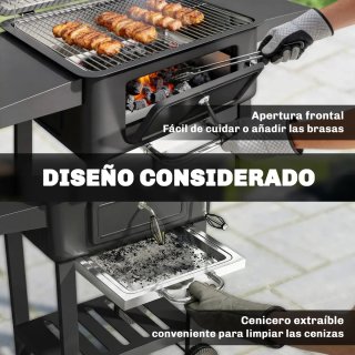 Barbacoa Carbón con Bandeja y Ventilación