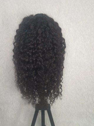 Peluca Pelo Natural Rizado 50cm Negra - NUEVA