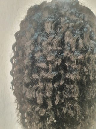 Peluca Pelo Natural Rizado 50cm Negra - NUEVA