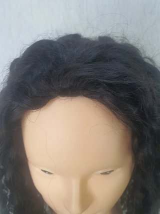 Peluca Pelo Natural Rizado 50cm Negra - NUEVA