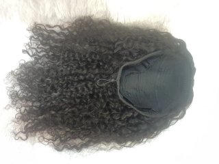 Peluca Pelo Natural Rizado 50cm Negra - NUEVA
