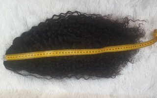 Peluca Pelo Natural Rizado 50cm Negra - NUEVA