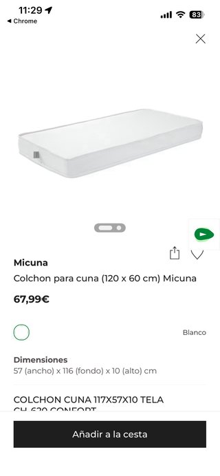 Colchón Micuna para cuna 120x60 cm