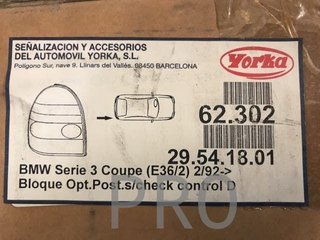 Piloto bmw serie 3 coupe e36 derecho nuevo