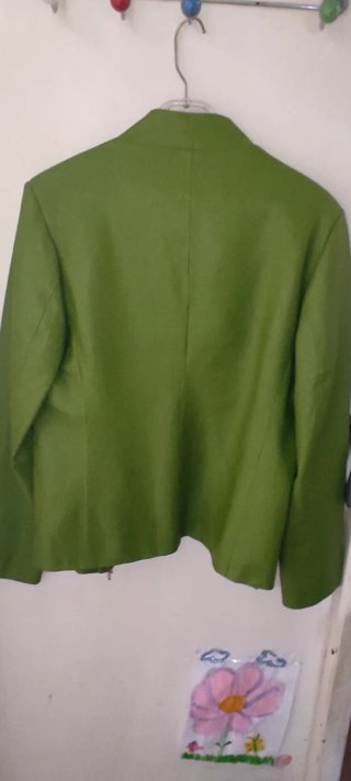 Chaqueta Verde Cuero Vintage JELFS Talla XL