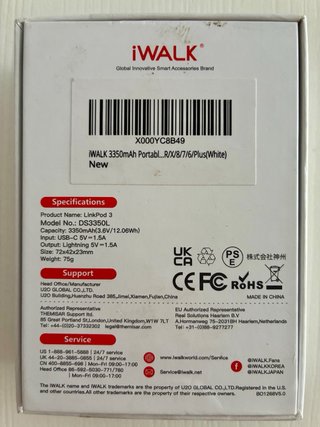 iWALK Power Bank 3350mAh Blanca