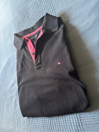 Polo Tommy Hilfiger Talla M Negro y Rosa