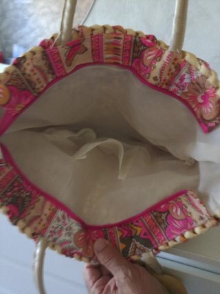 Bolso veraniego beige y rosa