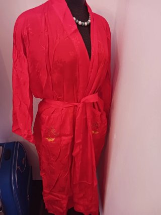Kimono Vintage Rojo Bordado China nuevo