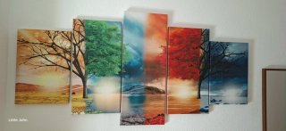 Conjunto 5 cuadros Árbol Vida 4 Estaciones