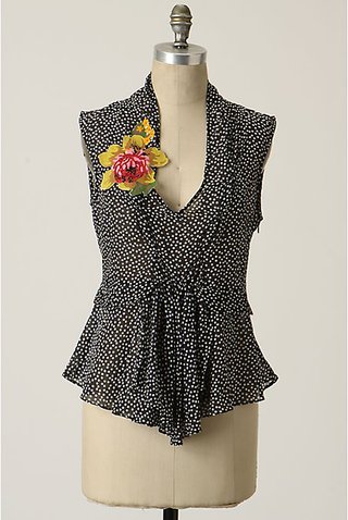 Blusa de lunares negra y blanca Anthropologie