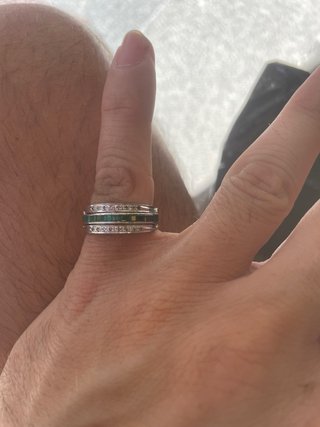 Anillo plata con detalles verdes