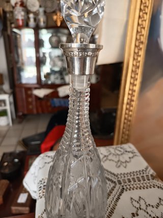 Licorera de cristal y plata 30 cm