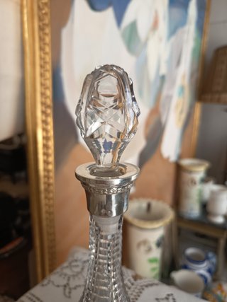 Licorera de cristal y plata 30 cm