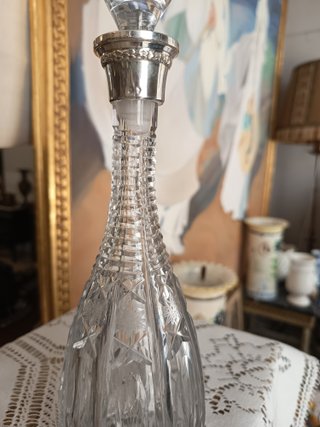 Licorera de cristal y plata 30 cm