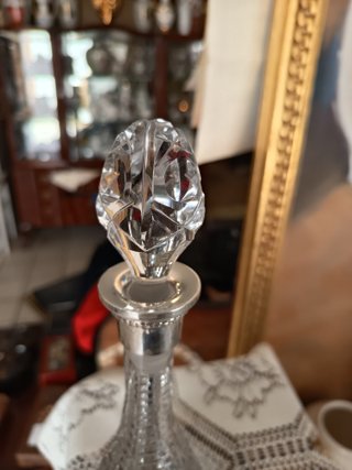 Licorera de cristal y plata 30 cm