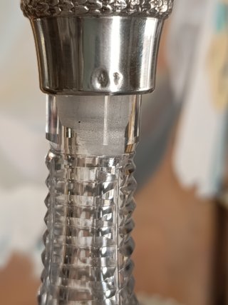 Licorera de cristal y plata 30 cm