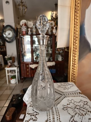Licorera de cristal y plata 30 cm
