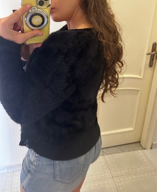 Giacca donna pelosa nera taglia unica donna