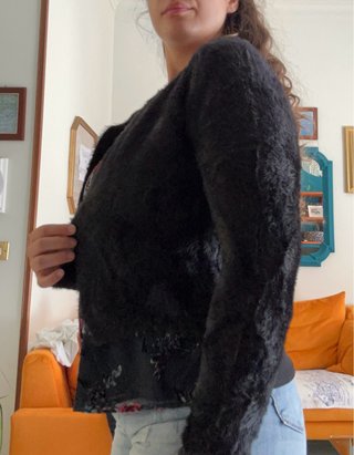 Giacca donna pelosa nera taglia unica donna