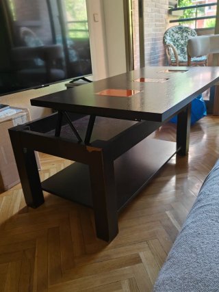 Tavolo da centro rialzabile in legno scuro