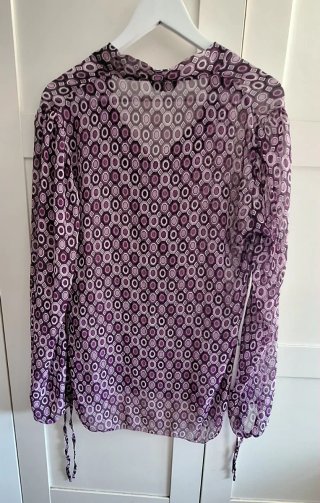 Blusa Vintage manga larga estampado geométrico TXL