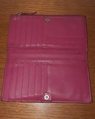 Portafoglio donna pelle rosa e marrone