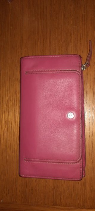 Portafoglio donna pelle rosa e marrone