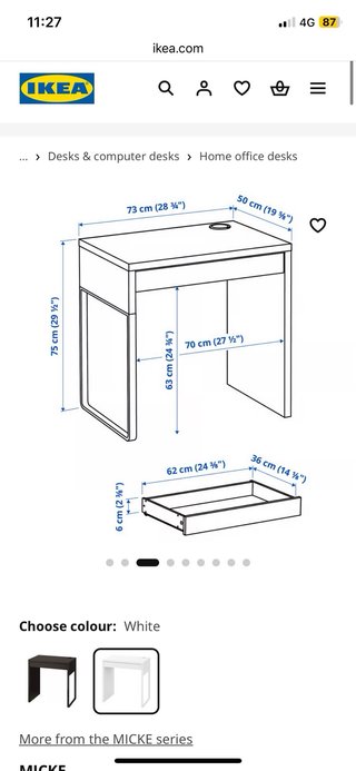 Escritorio Ikea MICKE Blanco