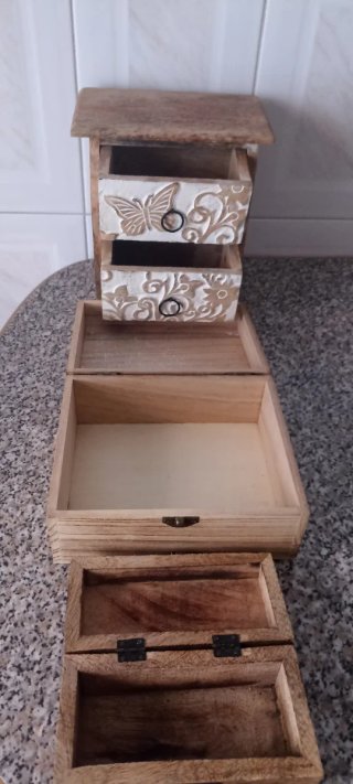 3 Cajas de Madera Tallada