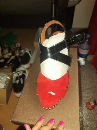 Sandalias Dansi Tacón Alto Negro y Rojo