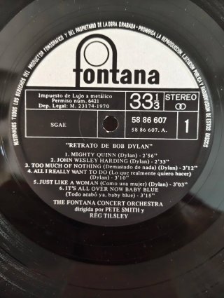 Vinilo LP Retrato de Bob Dylan Fontana