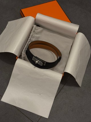 Cinturón Hermes Negro/Marrón Hebilla Metálica