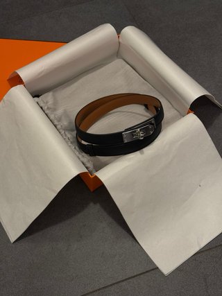 Cinturón Hermes Negro/Marrón Hebilla Metálica