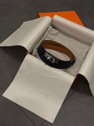 Cinturón Hermes Negro/Marrón Hebilla Metálica