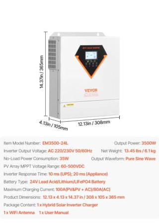 Inversor Solar Híbrido VEVOR MPPT