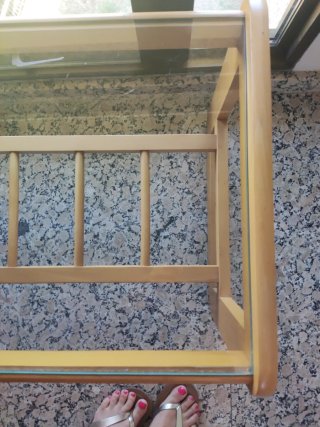 Mesa centro madera y cristal