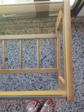Mesa centro madera y cristal