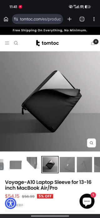Funda Tomtoc 13.6" MacBook Air/Pro Negra