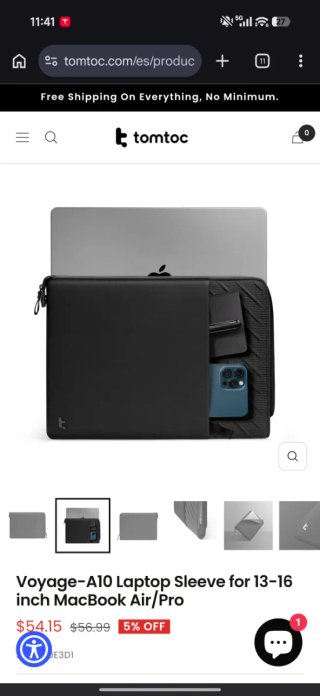 Funda Tomtoc 13.6" MacBook Air/Pro Negra