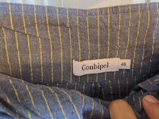 Pantaloni donna a righe blu e oro