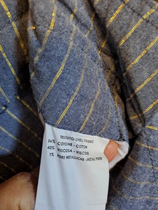 Pantaloni donna a righe blu e oro