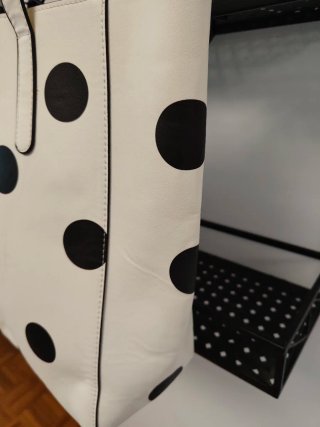 Bolso Tote Stradivarius Blanco Lunares Negros