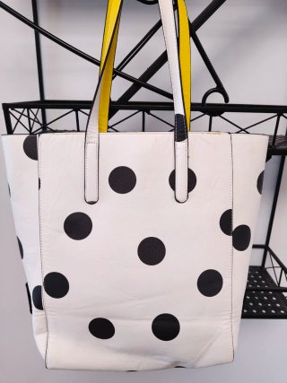 Bolso Tote Stradivarius Blanco Lunares Negros