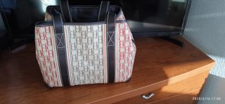 Bolso Carolina Herrera Beige y Rojo